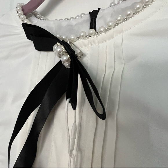 Vintage Style Puff Sleeve Feminine Apricot Pearl Collar Print Dress - Picture 4 of 6